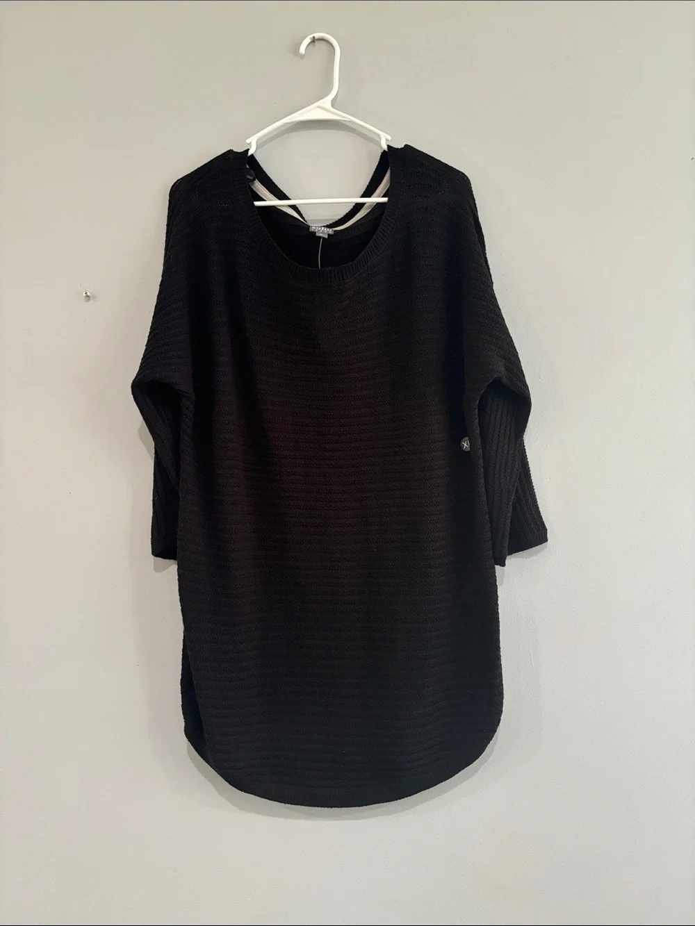 Soho Black Ribbed Crewneck Sweater